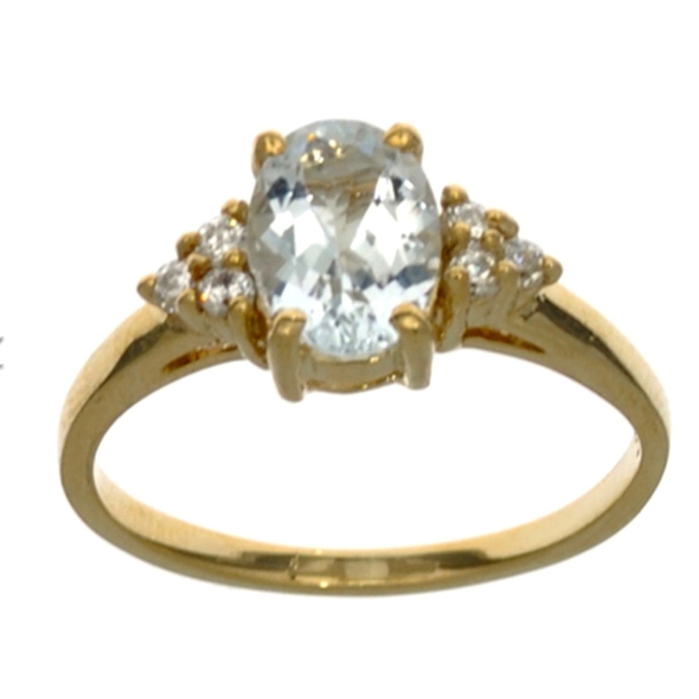 14k Gold Aquamarine And Sapphire Ring